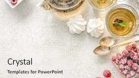  Presentation with tea variety - Amazing slides having cakes berries and tea backdrop and a white colored foreground