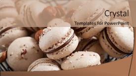  Presentation with coffee chocolate - Slide set consisting of cakes coffee - baking macaroons with nuts background and a coral colored foreground