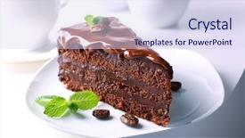  Presentation with coffee chocolate - Audience pleasing slide deck consisting of cakes coffee - delicious chocolate cake on plate backdrop and a sky blue colored foreground