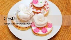  Presentation with tea party - PPT layouts enhanced with cakes for wedding or party background and a coral colored foreground