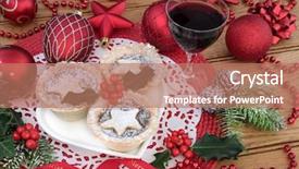  Presentation with christmas holly - Presentation theme having cakes on a heart shape background and a coral colored foreground