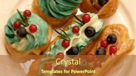  Presentation with cupcakes - Audience pleasing slide set consisting of cakes-on-a-plate-cupcakes backdrop and a tawny brown colored foreground