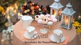  Presentation with life memorial candle light - PPT layouts with cakes-tea-candles-and-flowers background and a coral colored foreground