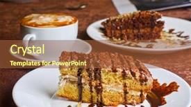  Presentation with dessert - Colorful PPT layouts enhanced with cakes with banana and coffee backdrop and a tawny brown colored foreground