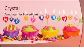  Presentation with cupcakes - Slide deck enhanced with cakes with burning happy birthday background and a lemonade colored foreground