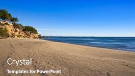  Presentation with miami beach - Slide set featuring cala-angels-beach-playa background and a coral colored foreground