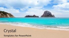  Presentation with little beach cala esmeralda cala - Amazing slide deck having cala d hort ibiza beach backdrop and a lemonade colored foreground