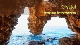  Presentation with caves - Colorful theme enhanced with cala del moraig beach caves backdrop and a tawny brown colored foreground
