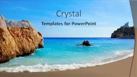  Presentation with beach - Cool new slides with cala-del-moraig-beach backdrop and a light blue colored foreground