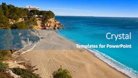  Presentation with miami beach - Audience pleasing slide set consisting of cala del solitari beach playa in miami platja of tarragona at costa dorada of catalonia backdrop and a teal colored foreground