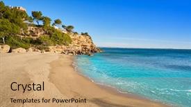  Presentation with miami beach - Presentation featuring cala les sirenes beach playa background and a coral colored foreground