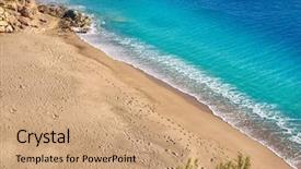  Presentation with miami beach - Slide set with cala les vienesos beach playa background and a coral colored foreground