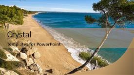  Presentation with miami beach - Audience pleasing presentation theme consisting of cala les vienesos beach playa backdrop and a yellow colored foreground