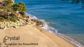  Presentation with miami beach - Presentation enhanced with cala les vienesos beach playa background and a coral colored foreground