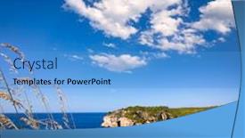  Presentation with mediterranean - Slide set with cala-macarella-and-macarelleta-ciutadella background and a teal colored foreground