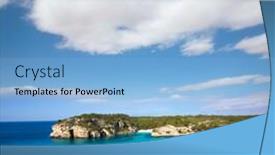  Presentation with mediterranean - Cool new slide set with cala-macarella-and-macarelleta-ciutadella backdrop and a light blue colored foreground