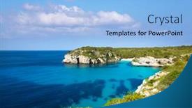  Presentation with mediterranean - Presentation theme consisting of cala-macarella-and-macarelleta-ciutadella background and a light blue colored foreground