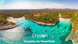  Presentation with summer - Amazing slides having cala-mondrago-beach-in-summer backdrop and a teal colored foreground