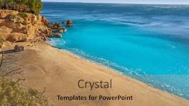  Presentation with miami beach - Presentation theme consisting of cala-pescador-beach-playa background and a coral colored foreground