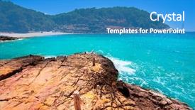  Presentation with san antonio - Slide set having cala salada in san antonio background and a teal colored foreground