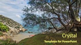  Presentation with sea and beach - PPT theme having cala san vicente mallorca balearic background and a  colored foreground