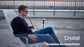  Presentation with hookah - Beautiful slides featuring calabash - man in glasses smoking hookah backdrop and a ocean colored foreground