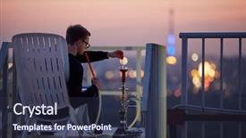 Presentation with hookah - PPT layouts enhanced with calabash - young man adjusts burning background and a tawny brown colored foreground