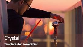  Presentation with hookah - Theme enhanced with calabash - young man adjusts cap background and a tawny brown colored foreground