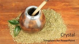  Presentation with wooden - Audience pleasing slide deck consisting of calabash and bombilla with yerba backdrop and a yellow colored foreground