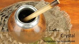  Presentation with wooden - Amazing PPT theme having calabash and bombilla with yerba backdrop and a  colored foreground