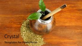  Presentation with gear wheels on wooden - Cool new slide deck with south coast of cornwall and looe bay backdrop and a gray colored foreground