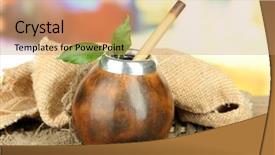  Presentation with wooden - Cool new slide deck with calabash and bombilla with yerba backdrop and a coral colored foreground