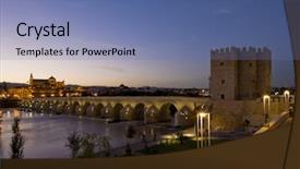  Presentation with roman history - Beautiful presentation featuring calahorra tower at night cordoba backdrop and a ocean colored foreground