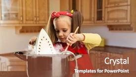  Presentation with cooking templeat - Slide deck enhanced with calamity - little girl cooking background and a tawny brown colored foreground