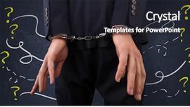  Presentation with now - Presentation enhanced with calamity - now arrested men with handcuffs background and a dark gray colored foreground