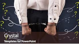  Presentation with now - PPT layouts featuring calamity - now arrested men with handcuffs background and a tawny brown colored foreground