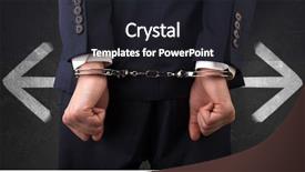  Presentation with now - Amazing presentation theme having calamity - now arrested men with handcuffs backdrop and a dark gray colored foreground