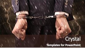  Presentation with handcuffed - Beautiful presentation theme featuring calamity - stormy bad day concept backdrop and a  colored foreground