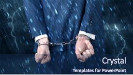  Presentation with handcuffed - PPT theme enhanced with calamity - stormy bad day concept background and a navy blue colored foreground