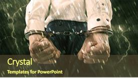  Presentation with handcuffed - Audience pleasing presentation theme consisting of calamity - stormy bad day concept backdrop and a tawny brown colored foreground