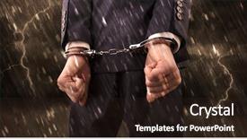  Presentation with handcuffed - Colorful PPT theme enhanced with calamity - stormy bad day concept backdrop and a wine colored foreground