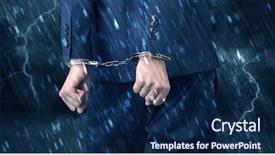  Presentation with handcuffed - PPT layouts with calamity - stormy bad day concept background and a navy blue colored foreground