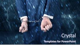  Presentation with handcuffed - Cool new slide set with calamity - stormy bad day concept backdrop and a navy blue colored foreground
