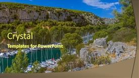  Presentation with port - Amazing slides having calanque-de-port-miou-fjord backdrop and a tawny brown colored foreground