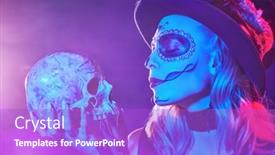  Presentation with sugar skull - Presentation theme having calavera-catrina-art-portrait background and a purple colored foreground