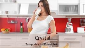  Presentation with calcium - Presentation theme enhanced with calcium - beautiful pregnant woman drinking milk background and a coral colored foreground