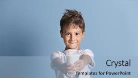  Presentation with milk - Presentation theme having calcium - cute kid holding glass background and a light blue colored foreground