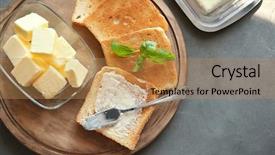  Presentation with butter - Presentation design with calcium - cutting board with toasts background and a coral colored foreground