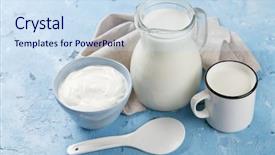  Presentation with calcium - Cool new presentation design with calcium - dairy products on stone table backdrop and a sky blue colored foreground