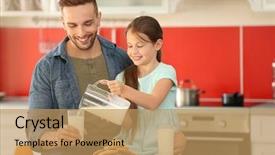  Presentation with milk - Presentation having calcium - daughter pouring fresh milk background and a coral colored foreground